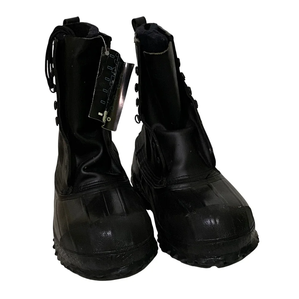 90s LaCrosse Iceman Size 12 Black Double Insulated Leather Rubber Pac Boots USA